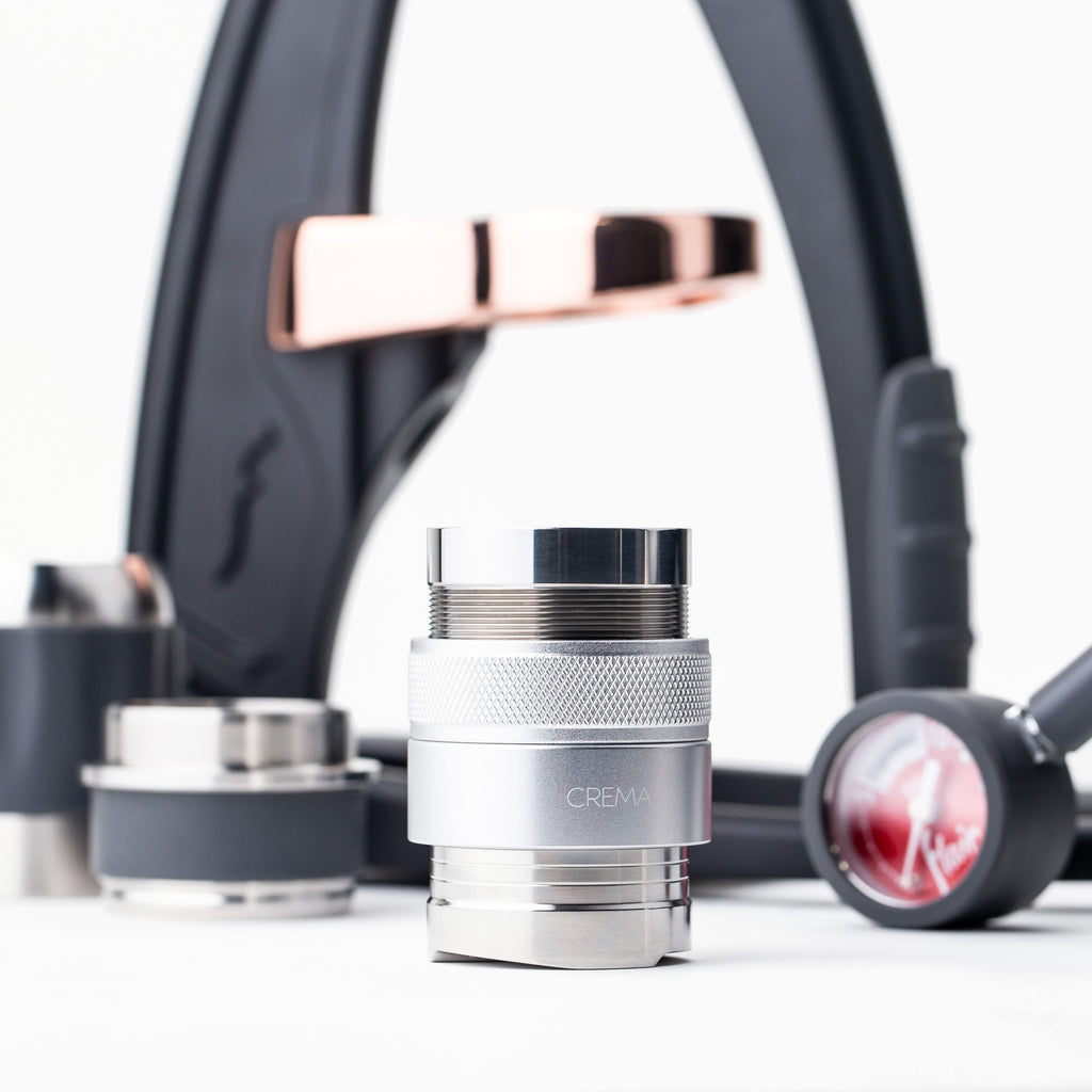 Silver, flair tamper, crema coffee products